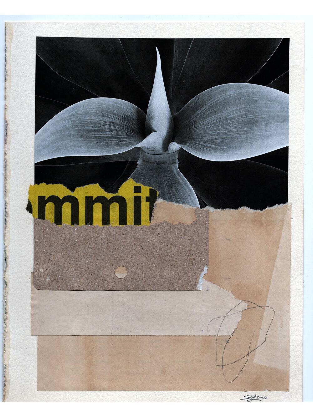 Original Mixed Media Modern Art Collage "Averruncate" 7.75x9.75" Signed